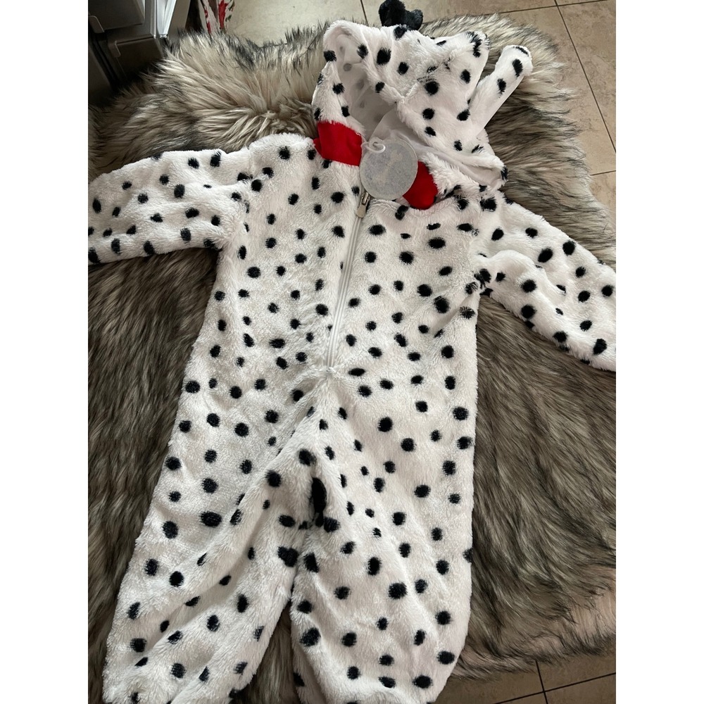 Dalmatians Unisex Infant  Baby Costume Jumpsuit Romper Hooded Size 6-12 Months
